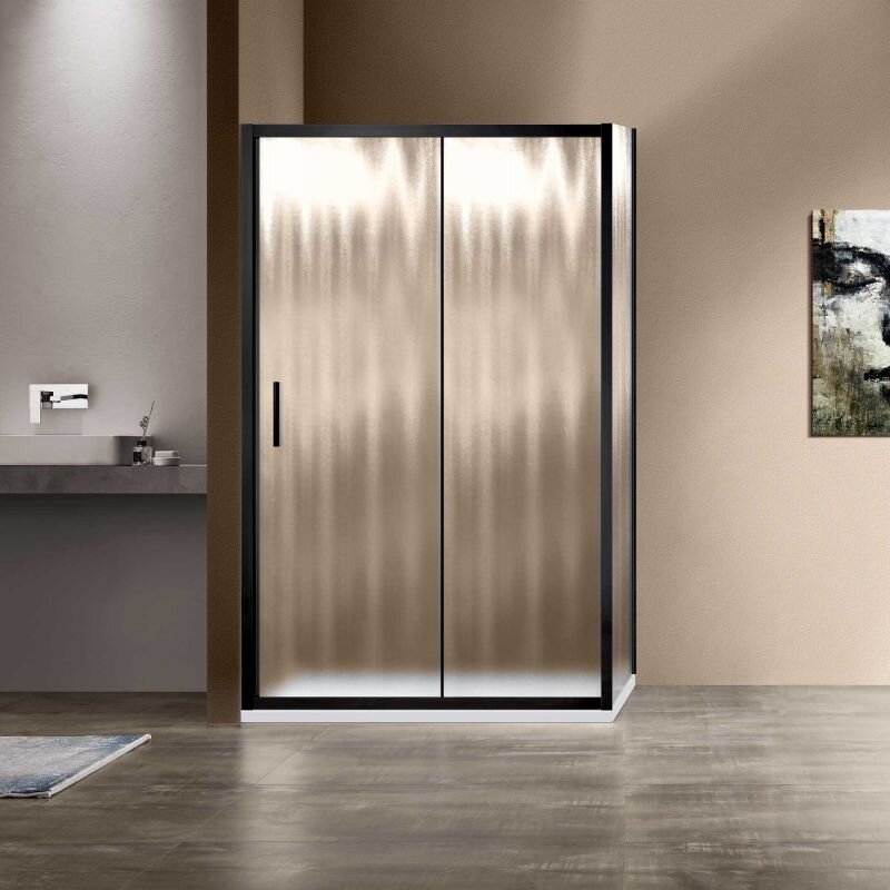 Изображение товара Душевой уголок Vincea Garda 120x90 см раздвижная дверь шиншилла черный профиль Италия