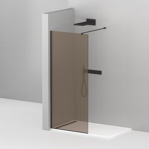 Изображение товара Душевая стенка Cezares Liberta 120 см с бронзовым стеклом и черным профилем