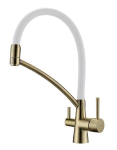 Изображение товара Смеситель Paulmark Siеgen, для кухонной мойки, белый/бронза, Si213111-BRw