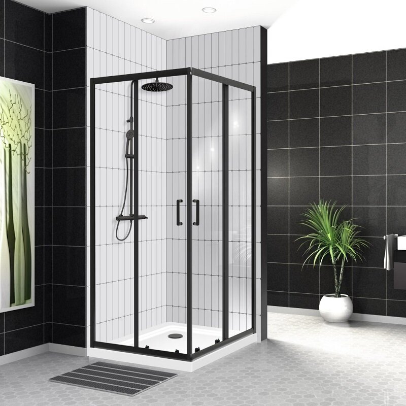 Изображение товара Душевой уголок BelBagno Uno-195 90х90 см квадратный черный матовый профиль