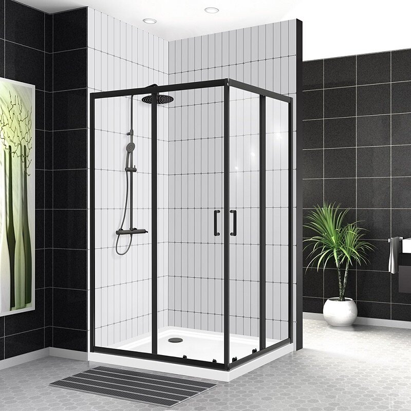 Изображение товара Душевой уголок BelBagno Uno-195 120x100 см черный матовый прозрачное стекло
