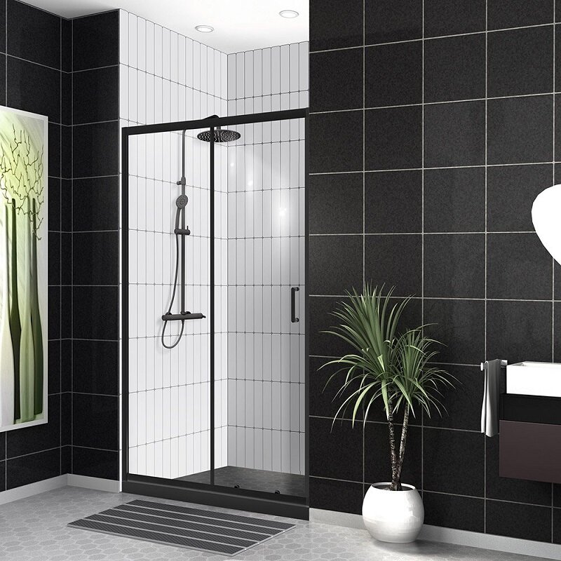 Изображение товара Душевая дверь в нишу BelBagno UNO-195 120х195 черный матовый стекло прозрачное