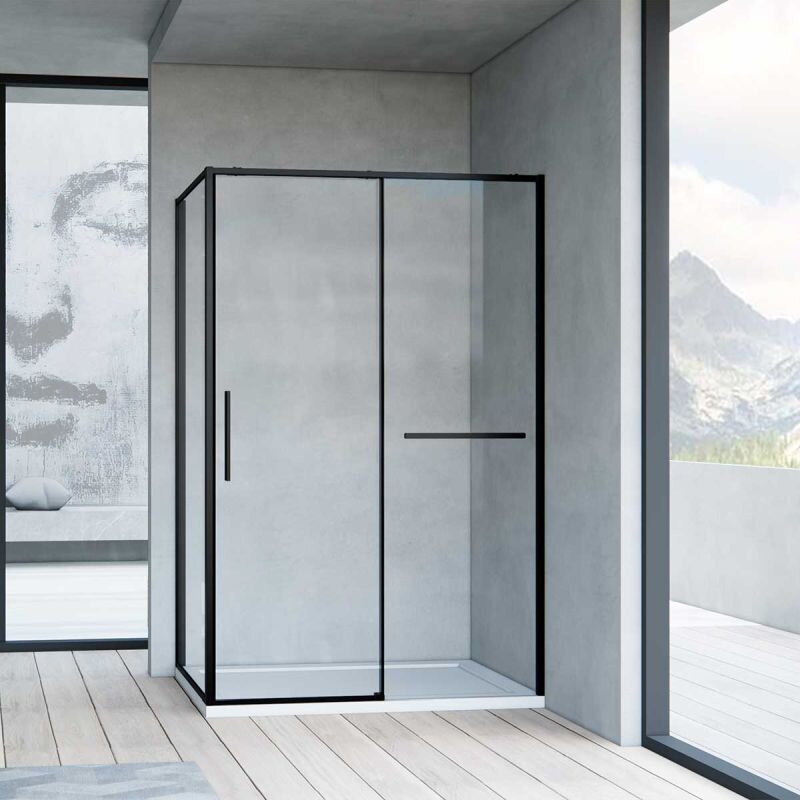 Изображение товара Душевой уголок Vincea Slim Soft, 110 x 90 см, прямоугольный, дверь раздвижная, стекло прозрачное, черный, VSR-1SS9011CLB