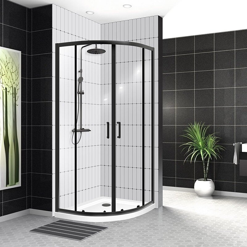 Изображение товара Душевой уголок BelBagno Uno-195 черный матовый стекло 100x100 см