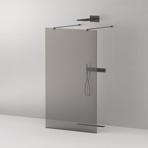 Изображение товара Душевая стенка Cezares LIBERTA-L-2-110-120-GR-NERO 110 см, со свободным входом, 2 кронштейна обрезных 120 см, стекло графит, профиль черный Изображение товара Душевая стенка Cezares LIBERTA-L-2-110-120-GR-NERO 110 см, со свободным входом, 2 кронштейна обрезных 120 см, стекло графит, профиль черный