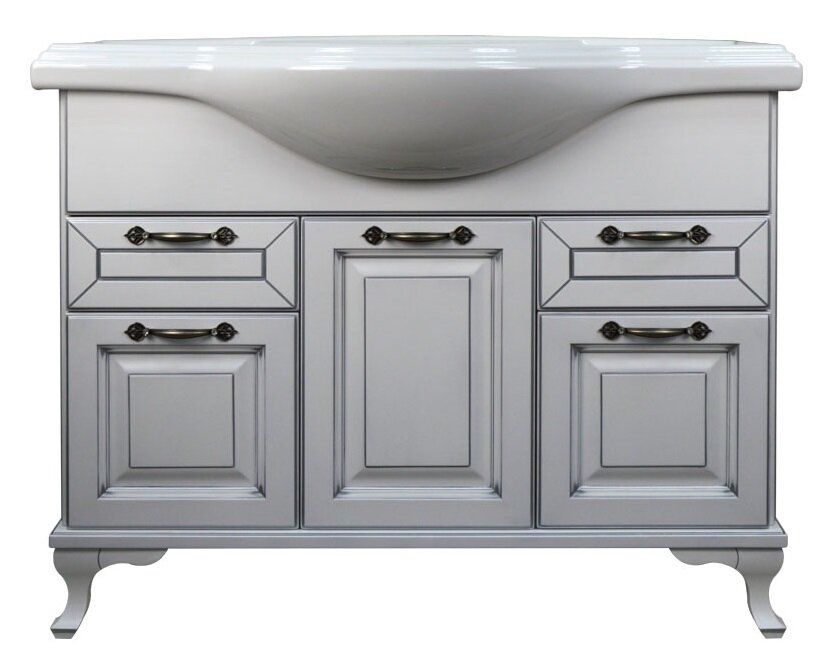 Изображение товара Тумба с раковиной Loranto Пандора 105 см напольная, белое серебро