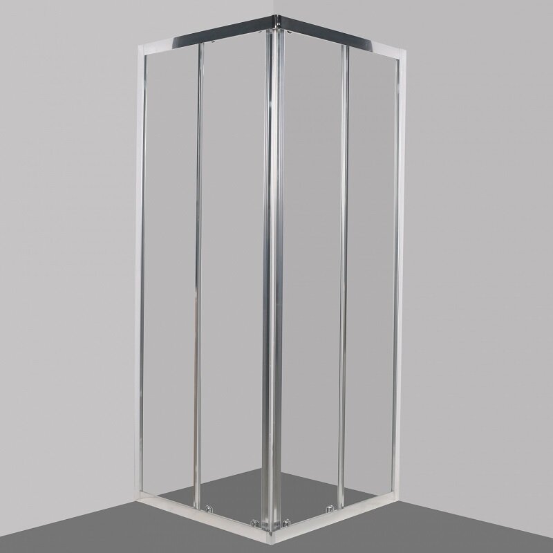Изображение товара Душевой уголок BelBagno Due 80x80 см с раздвижными дверями и прозрачным стеклом, хром профиль