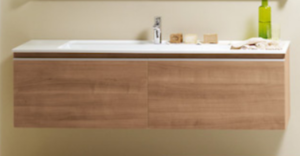 Изображение товара Тумба с раковиной Burgbad Bel 161 см, подвесная, кашемировый дуб