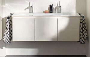 Изображение товара Тумба с раковиной Burgbad Bel 120 см подвесная белая глянцевая Германия