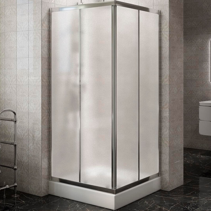 Изображение товара Душевой уголок BelBagno Due, 90 х 90 см, квадратный, стекло рифленое, профиль хром, DUE-A-2-90-P-Cr