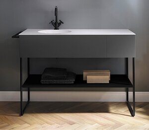 Изображение товара Тумба с раковиной Burgbad Coco 120 см напольная черная Германия