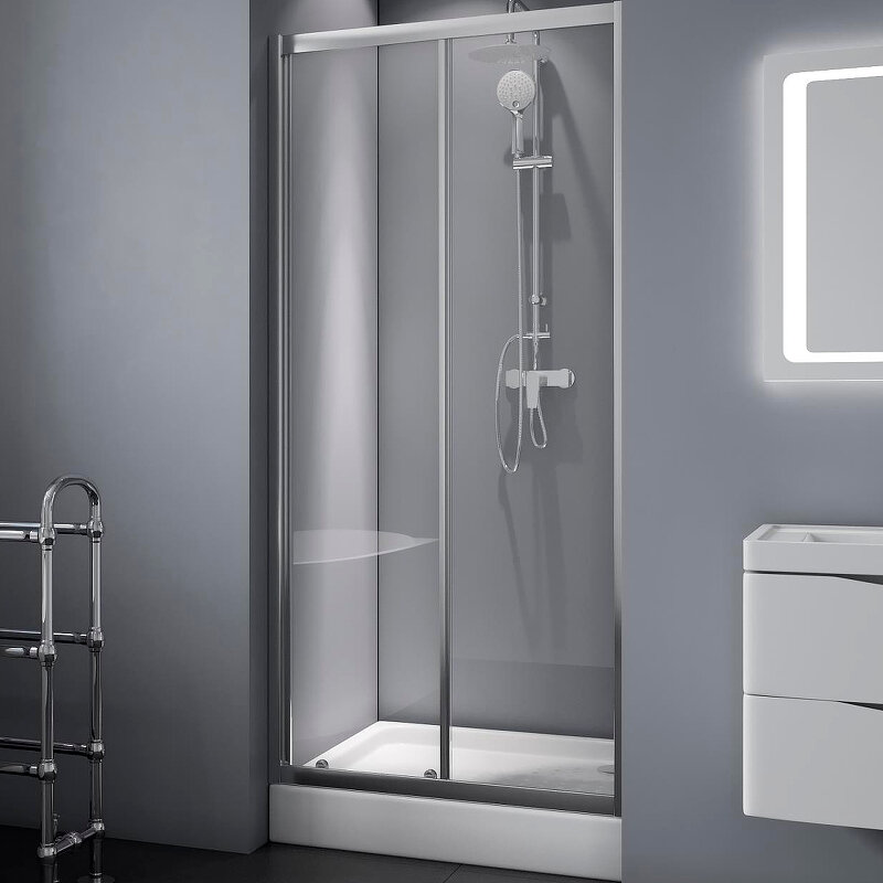 Изображение товара Душевая дверь в нишу BelBagno Due 130x190 см раздвижная закаленное стекло хром