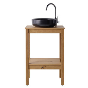 Изображение товара Тумба с раковиной Burgbad Max 55 см, напольная, раковина черная, natural knotty oak, SGKA055R C0038 F5349