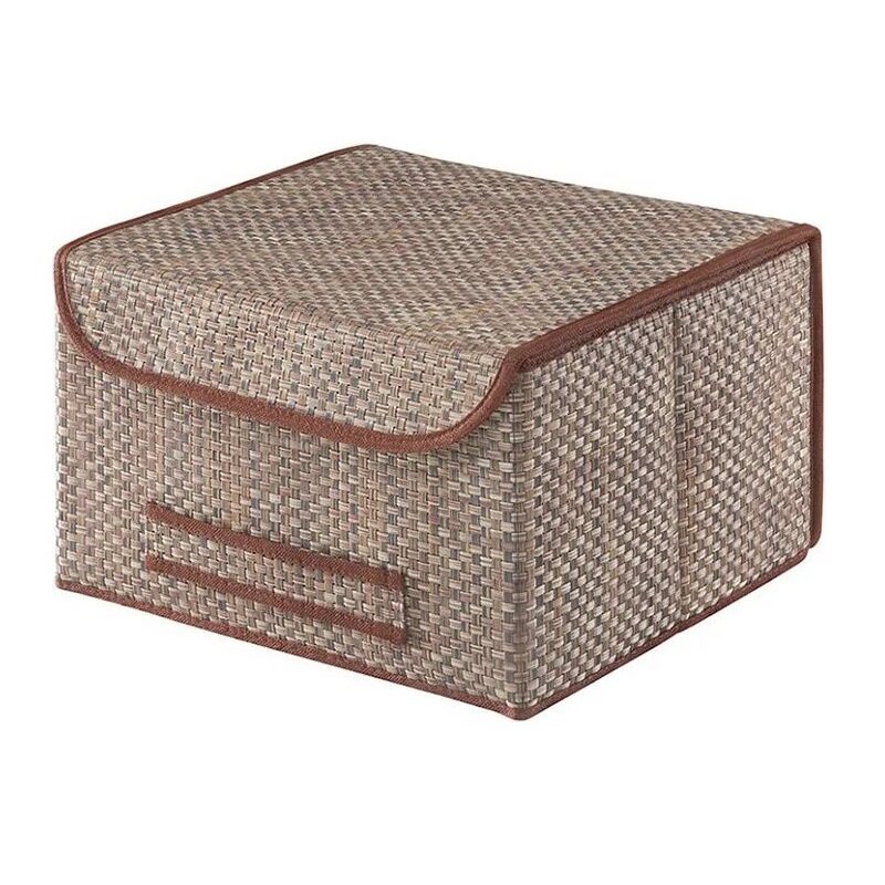 Изображение товара Коробка Casy Home для хранения с крышкой, ширина 35 см, глубина 30 см, высота 22 см, цвет ротанг, 00-00001278/ВО-042