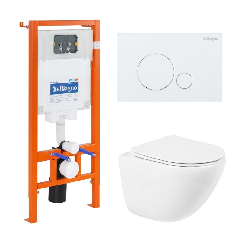 Изображение товара Инсталляция BelBagno с унитазом BelBagno Amanda BB051CHR, сиденье микролифт, клавиша белая, комплект