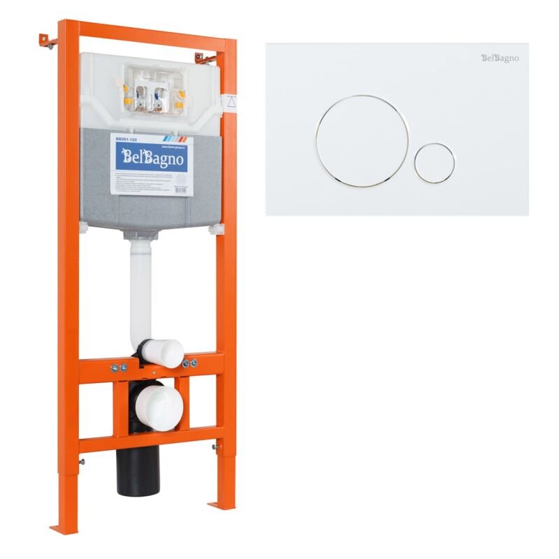 Изображение товара Инсталляция для подвесного унитаза BelBagno BB001-120 с клавишей белой