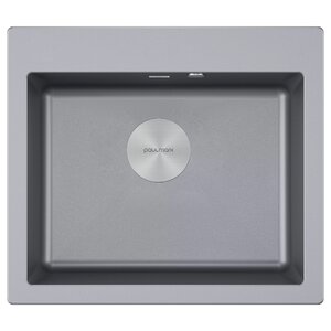 Изображение товара Мойка кухонная Paulmark Kante PM106052-GRM, 60 см, кварцевая, серый металлик