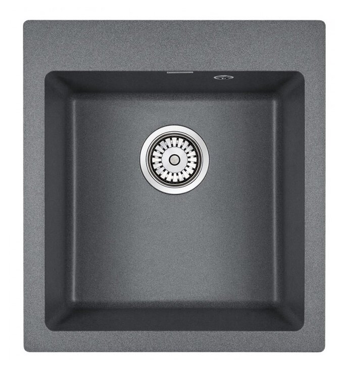 Изображение товара Кухонная мойка из искусственного гранита Paulmark Kante PM104651-DG 46.5 см серый вороненая сталь