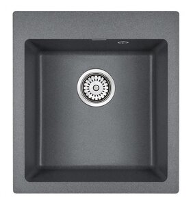 Изображение товара Кухонная мойка из искусственного гранита Paulmark Kante PM104651-DG 46.5 см серый вороненая сталь