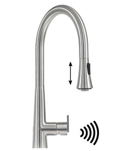 Изображение товара Смеситель для кухонной мойки Seaman Eco Venice SSN-1801P-SS, сенсорный, с выдвижным изливом, Steel satin