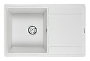 Изображение товара Мойка кухонная Paulmark Flugen PM217850-WH, 78 см, кварцевая, белый