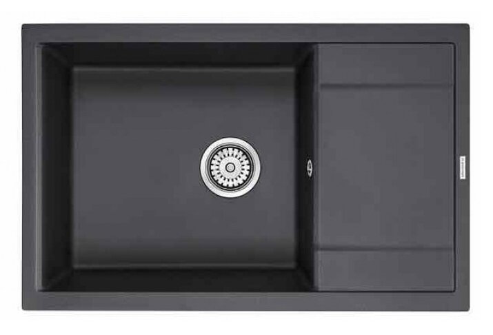 Изображение товара Мойка кухонная Paulmark Flugen PM317850-BLM, 78 см, кварцевая, черный металлик