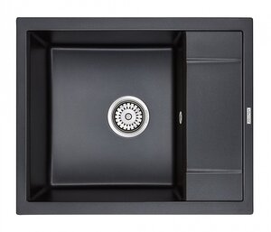 Изображение товара Мойка кухонная Paulmark Flugen PM216050-BLM, 60 см, кварцевая, черный металлик