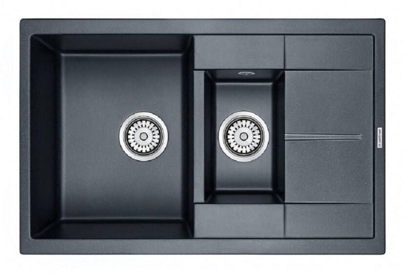 Изображение товара Кухонная мойка из искусственного гранита Paulmark Flugen 77.5 см черный металлик