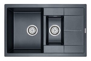 Изображение товара Кухонная мойка из искусственного гранита Paulmark Flugen 77.5 см черный металлик