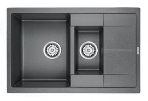 Изображение товара Мойка кухонная Paulmark Flugen PM237850-DG, 77.5 см, кварцевая, графит
