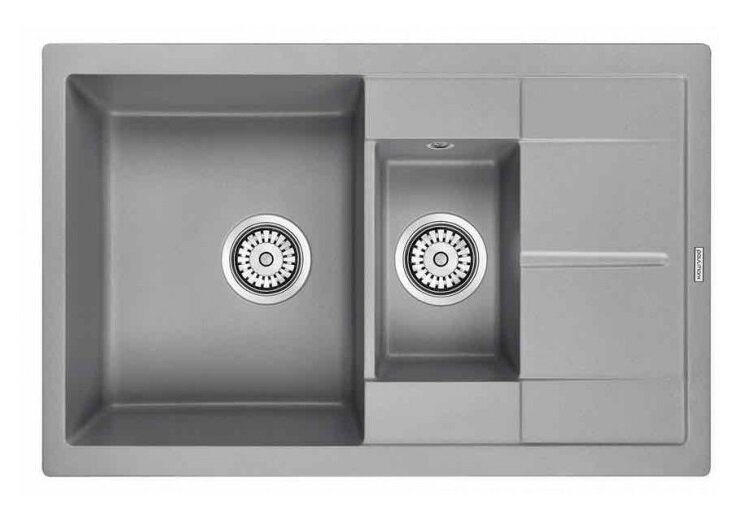 Изображение товара Кухонная мойка Paulmark Flugen PM237850-GRM, 77.5 см, искусственный гранит, серый