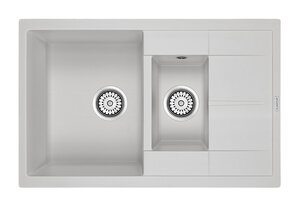 Изображение товара Мойка кухонная Paulmark Flugen PM237850-WH, 77.5 см, кварцевая, белый