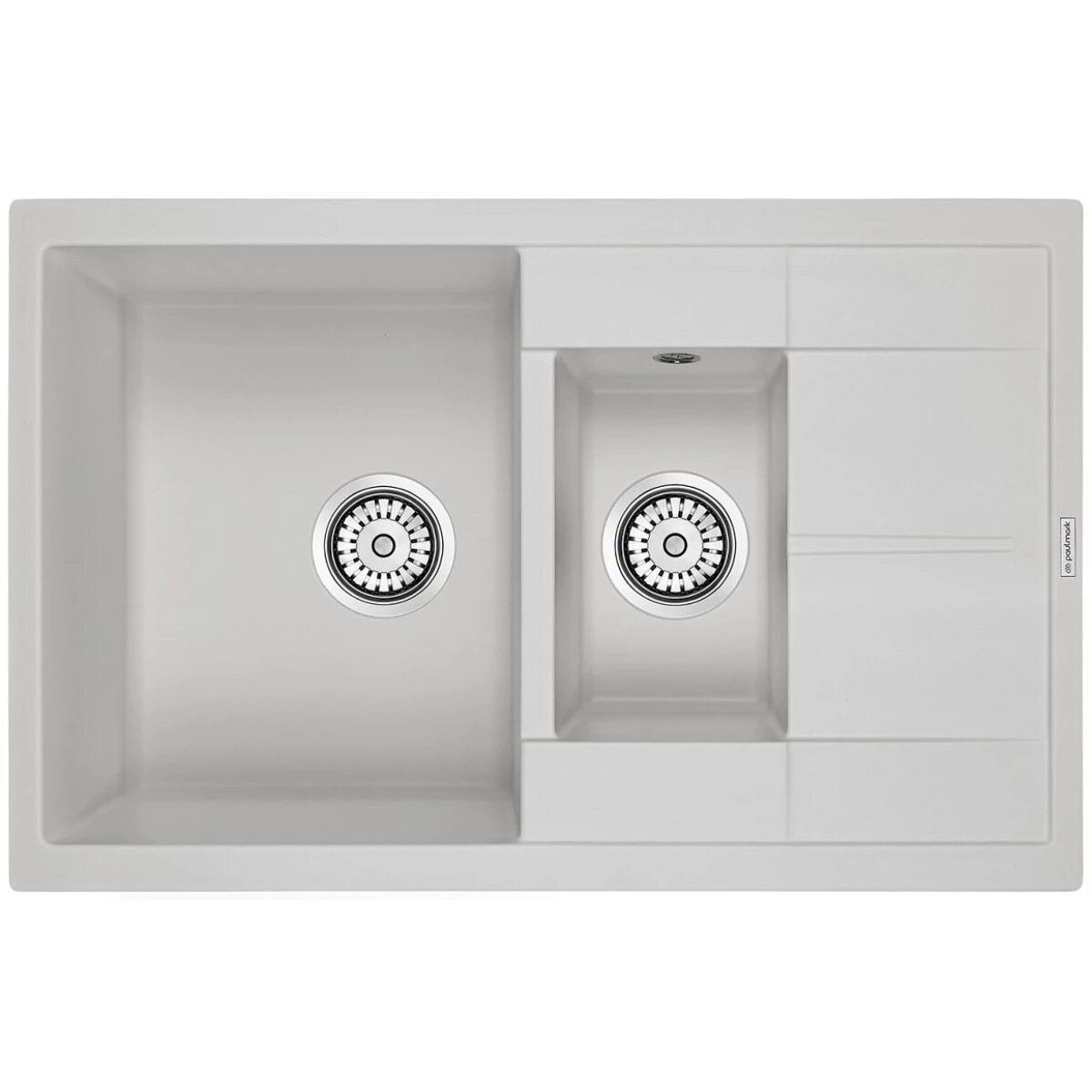 Изображение товара Мойка кухонная Paulmark Flugen PM237850-WH, 77.5 см, кварцевая, цвет белый Изображение товара Мойка кухонная Paulmark Flugen PM237850-WH, 77.5 см, кварцевая, цвет белый