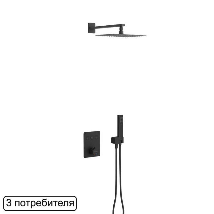Изображение товара Душевая система Excellent Krotos AREX.SET.8046BL термостатическая встраиваемая черный матовый