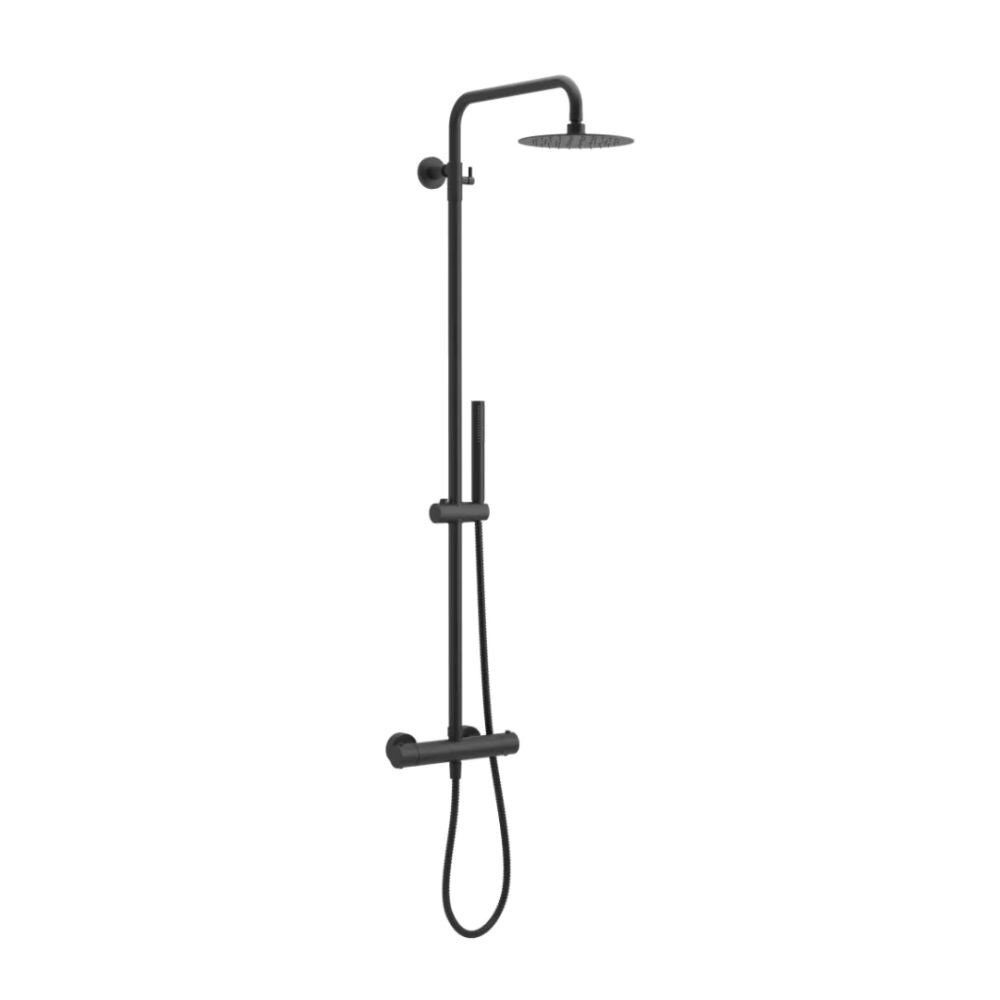 Изображение товара Душевая система Excellent Rain Termo ARAC.SY.107BLRound, термостатическая, черный матовый Изображение товара Душевая система Excellent Rain Termo ARAC.SY.107BLRound, термостатическая, черный матовый