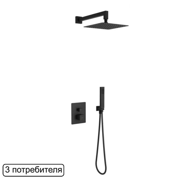 Изображение товара Душевая система Excellent Keria AREX.SET.2048BL, термостатическая, встраиваемая, черный матовый Изображение товара Душевая система Excellent Keria AREX.SET.2048BL, термостатическая, встраиваемая, черный матовый