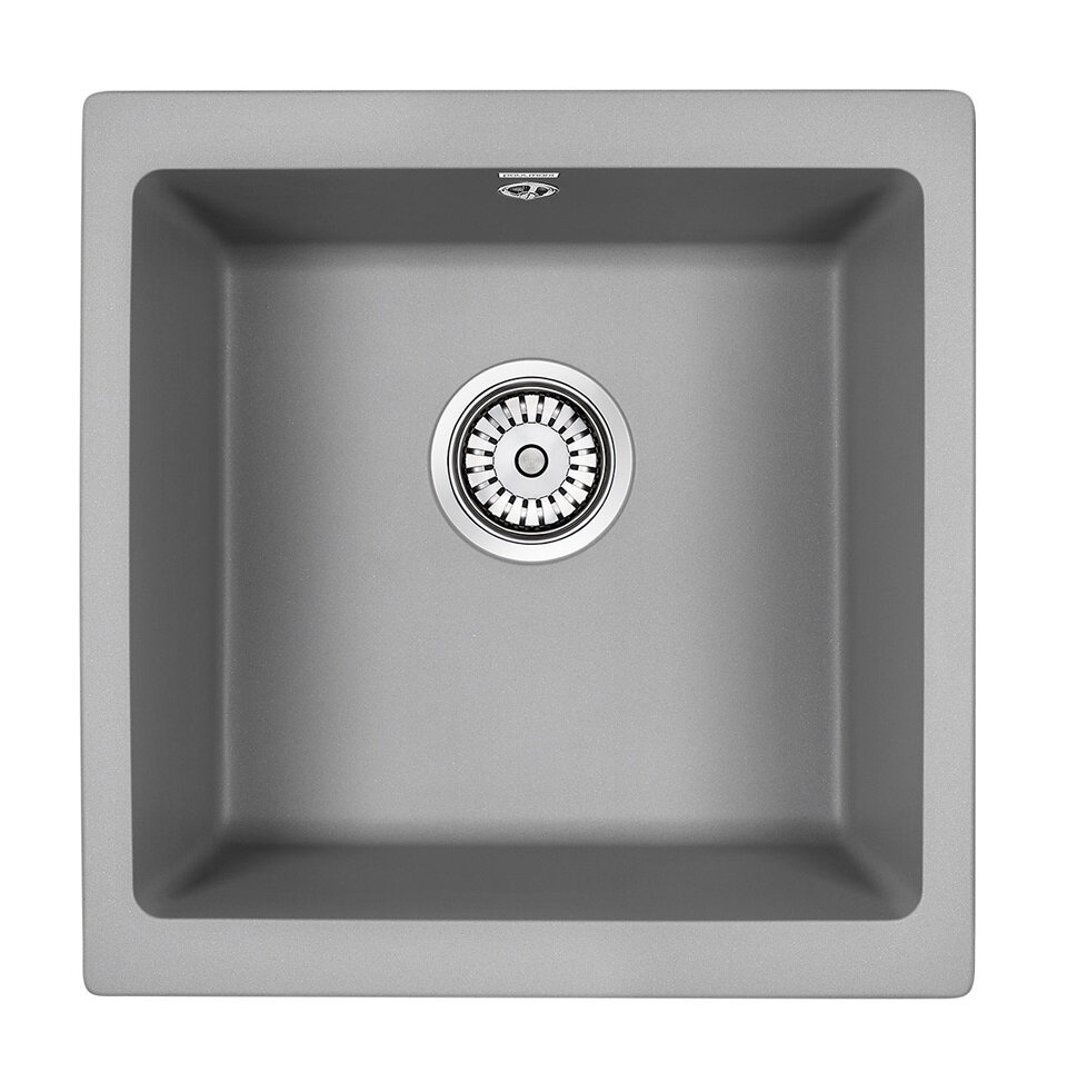 Изображение товара Мойка кухонная Paulmark Gera PM104546-GRM, 45 см, кварцевая, серый металлик