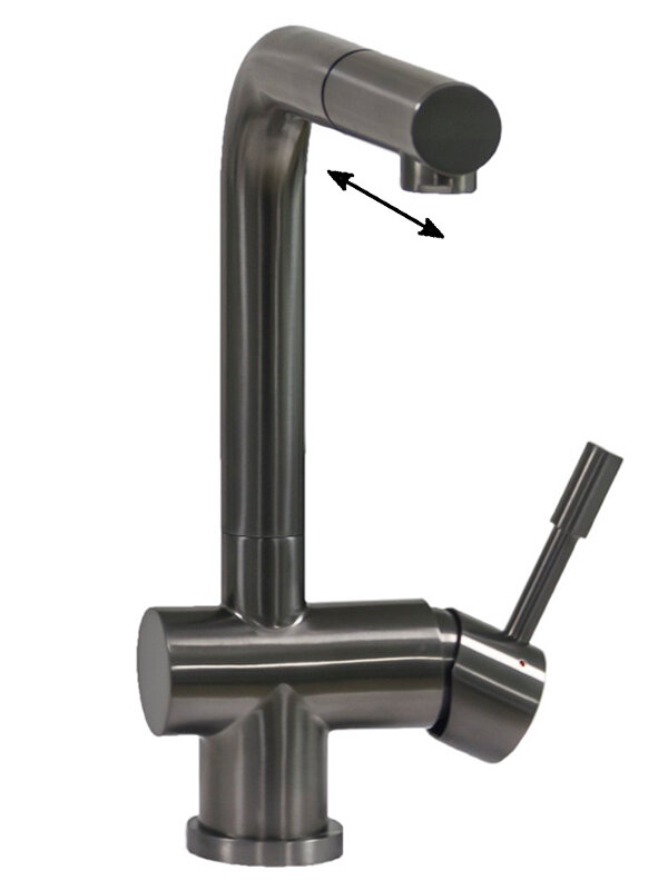 Изображение товара Смеситель для кухонной мойки Seaman Eco Venice SSN-0912P-GL, с выдвижным изливом, Gun Light (светлая оружейная сталь)