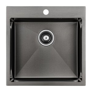 Изображение товара Мойка кухонная Paulmark Kroner PM215151-GM, 51 см, вороненая сталь