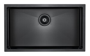 Изображение товара Мойка кухонная Paulmark Aller PM807444-GM, 74 см, вороненая сталь