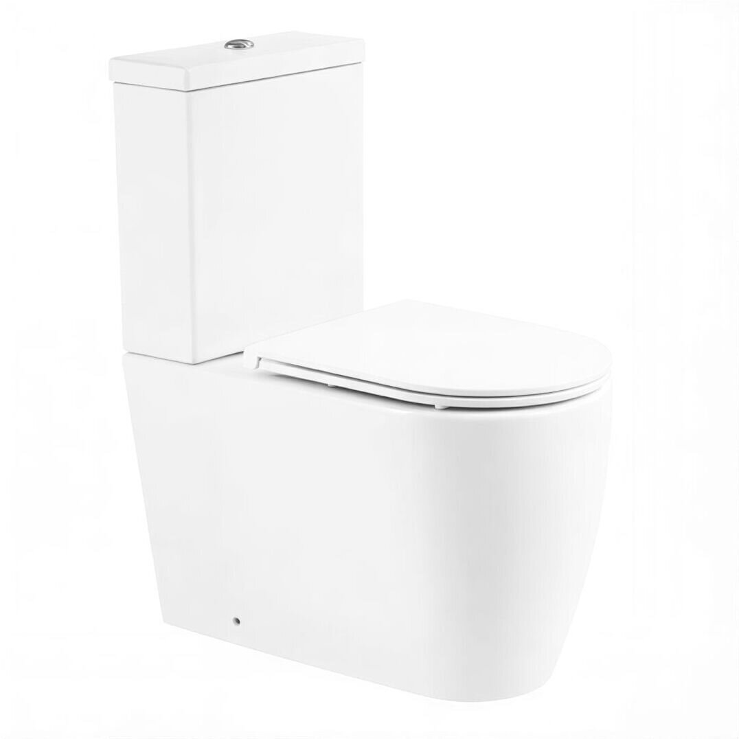 Изображение товара Напольный унитаз BelBagno Marino BB105CPR/BB105T/BB870SC, безободковый, крышка тонкая Soft Close, белый