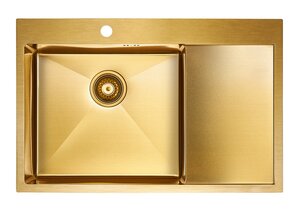 Изображение товара Мойка кухонная Paulmark Kroner PM217851-BGL/R, 78 см, брашированное золото, левая/правая