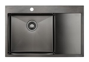 Изображение товара Мойка кухонная Paulmark Kroner PM217851-GML/R, 78 см, вороненая сталь, левая/правая