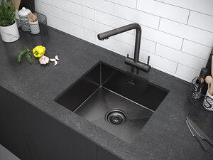 Изображение товара Мойка кухонная Paulmark Lassan PM304444-GM 44 см вороненая сталь