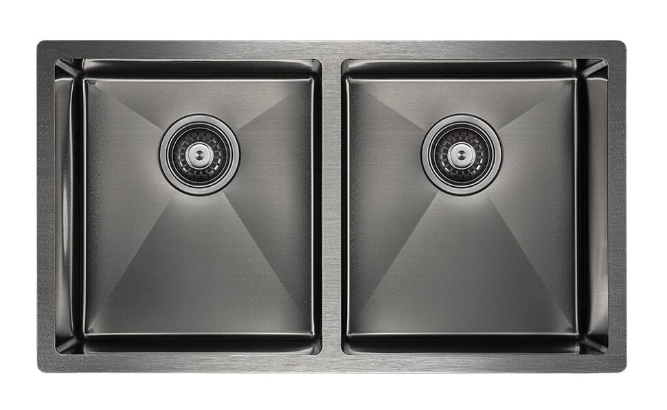 Изображение товара Мойка кухонная Paulmark Twin PM237844-GM 78 см вороненая сталь