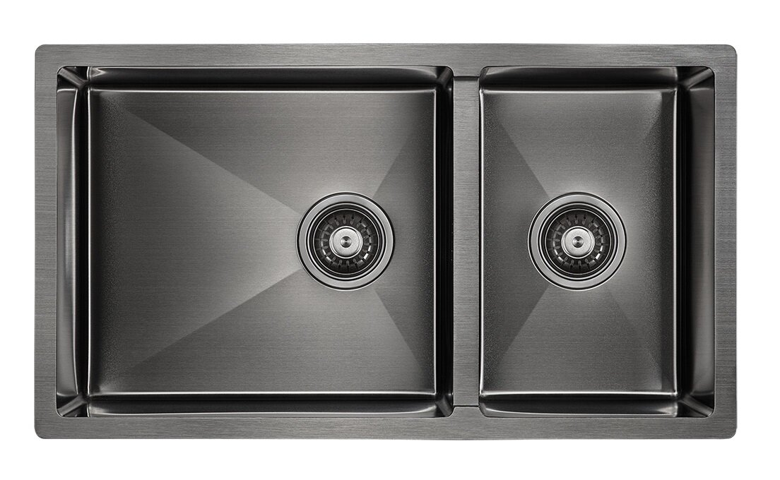 Изображение товара Мойка кухонная Paulmark Axel PM227844-GM, 78 см, воронёная сталь