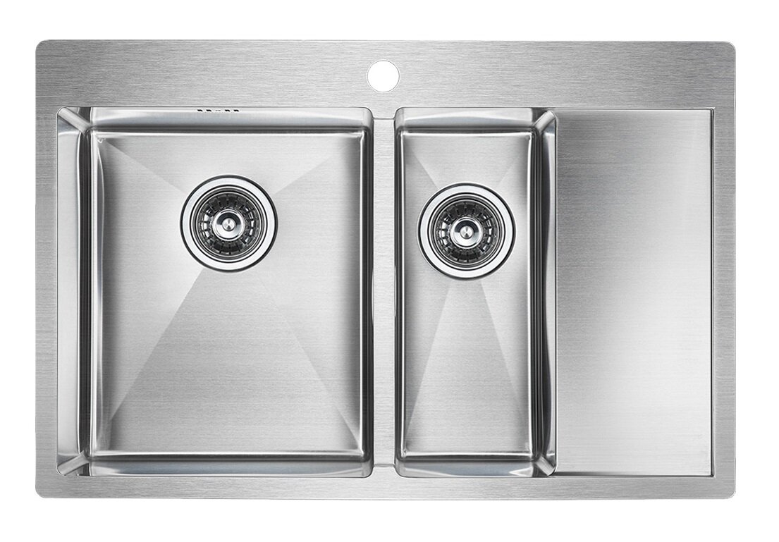 Изображение товара Мойка кухонная Paulmark Kroner PM227851-BSL/PM227851-BSR, 78 см, брашированная нержавеющая сталь, левая/правая