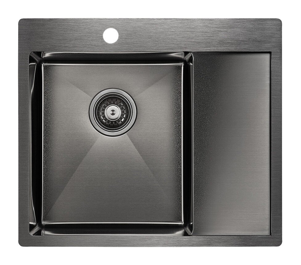 Изображение товара Мойка кухонная Paulmark Flank PM225951-GML/R вороненая сталь 59 см