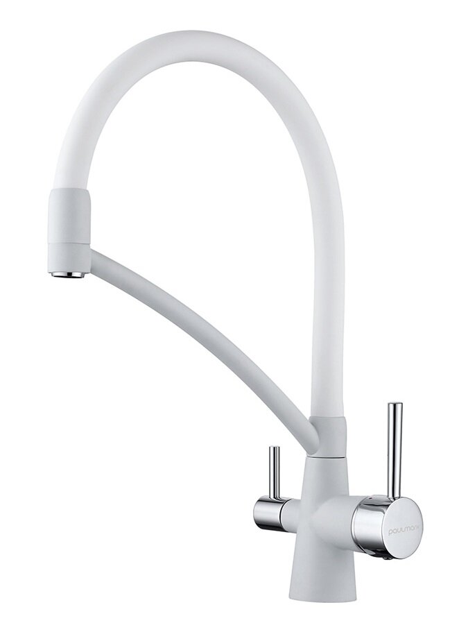 Изображение товара Смеситель Paulmark Siegen Si213111-431 для кухонной мойки, с подключением к фильтру, белый матовый