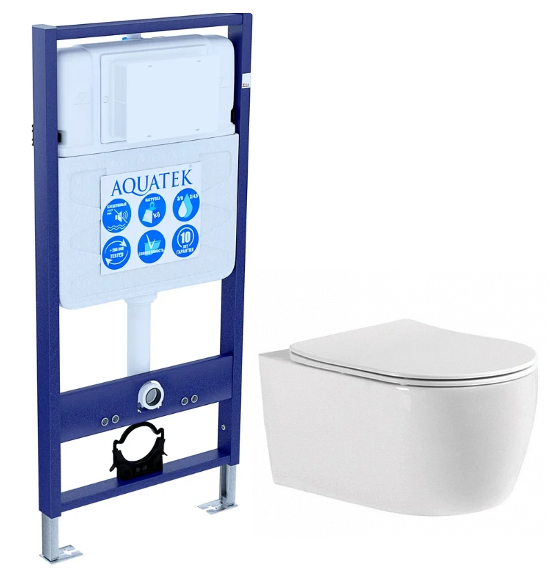 Изображение товара Инсталляция Aquatek Standard для унитаза с покрытием антикоррозия и звукоизоляцией